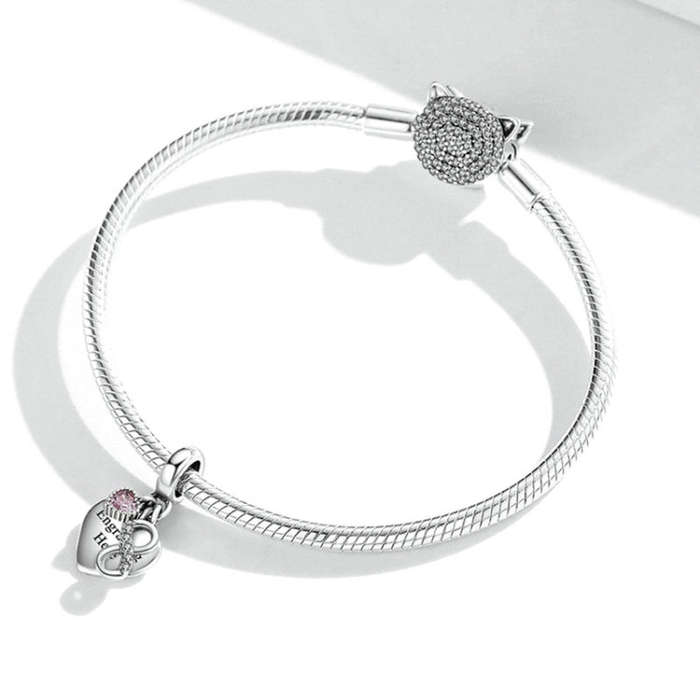 SCC1922 Sterling Silver S925 Endless Heart Zircon Bracelet Pendant