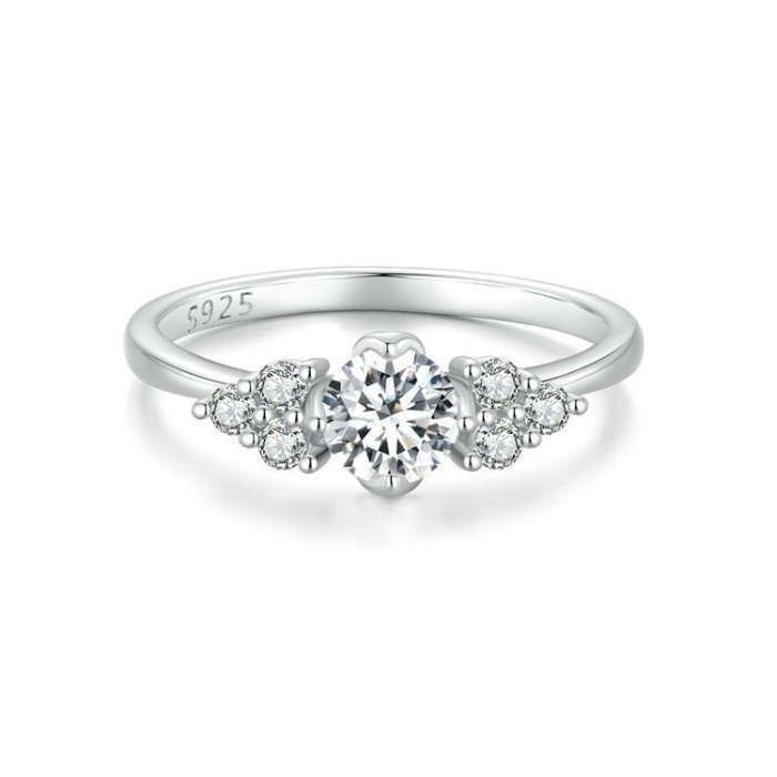 MSR016 Sterling Silver S925 Sparkling  Moissanite Heart Ring(No.7)