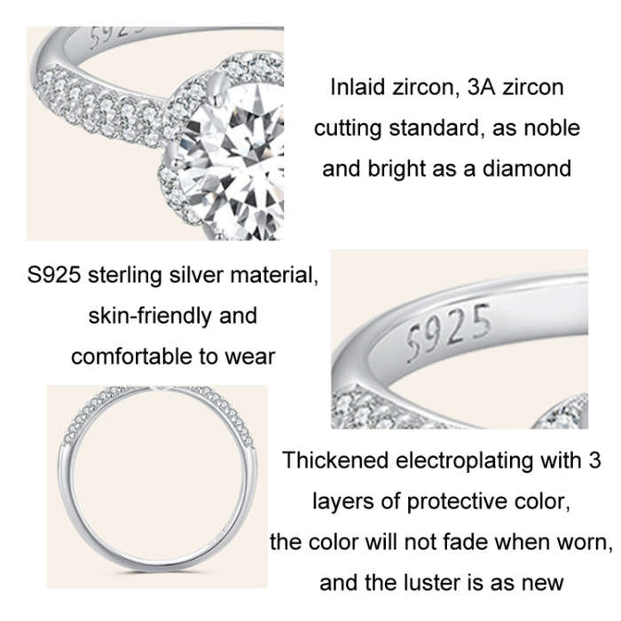 MSR017 Sterling Silver S925  Moissanite Ring(No.6)