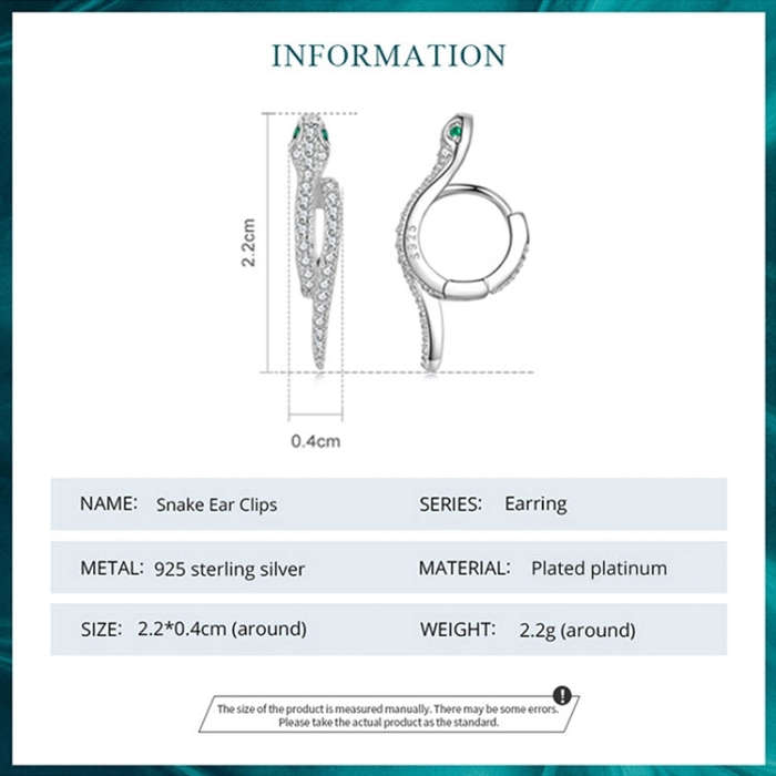BSE669 Sterling Silver S925  Zircon Snake Earrings