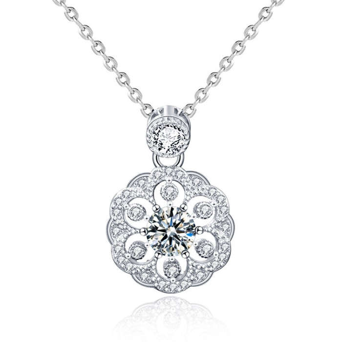 XMA008 Cherry Necklace 925 Silver Mosan Diamond Collarbone Pendant(White)