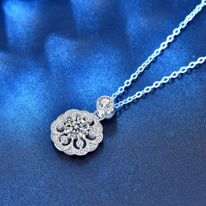 XMA008 Cherry Necklace 925 Silver Mosan Diamond Collarbone Pendant(White)
