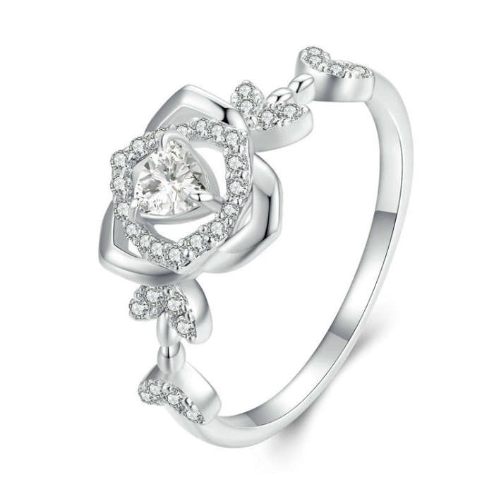 BSR366 Sterling Silver S925 Plated Gold Rose Ring(No.7)