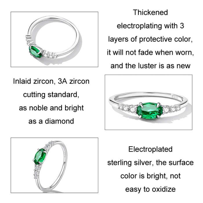 Sterling Silver S925 Zircon Ring Platinum Plated Ring, Size: No.8(BSR265-VT)