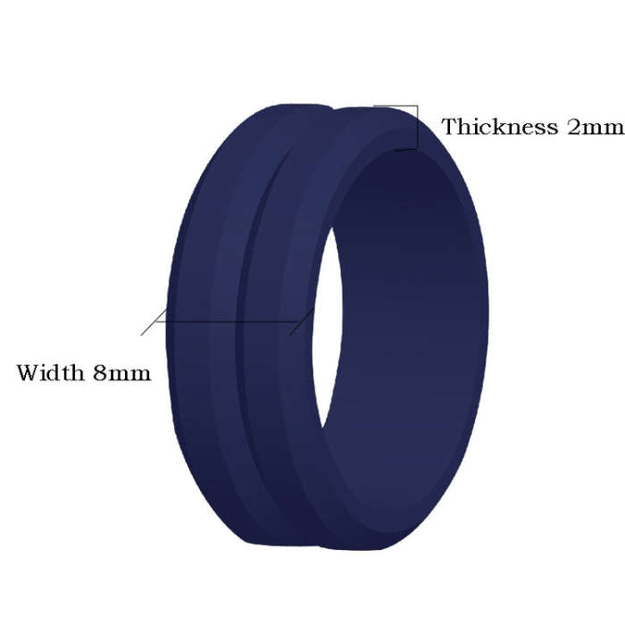 SiR053 V Shaped Grooved Edge Silicone Ring Outdoor Sports Couple Ring No.13(Silver)