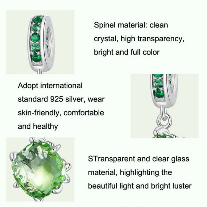 BSC896 S925 Sterling Silver Green Tree Life DIY Pendant Bracelet Accessories