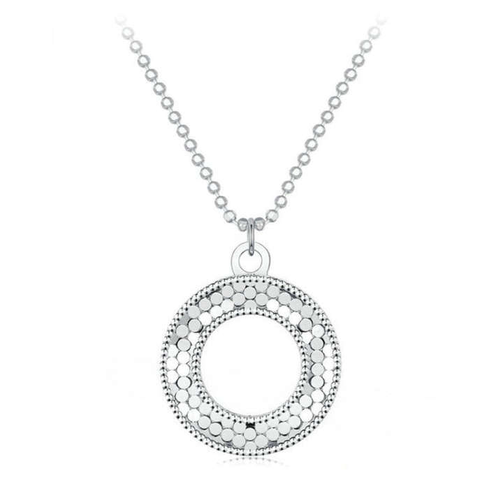S925 Sterling Silver Platinum Plated Shining O Necklace Jewelry