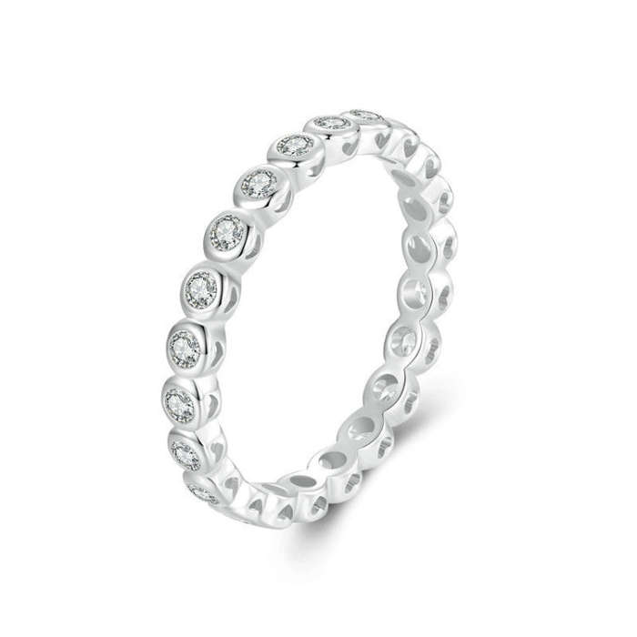 S925 Sterling Silver Sparkling Moissanite Platinum Plated Ring(No.8)