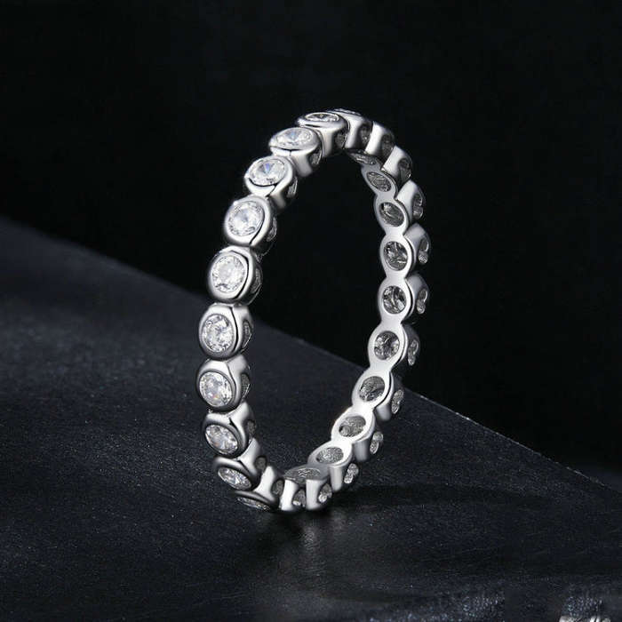 S925 Sterling Silver Sparkling Moissanite Platinum Plated Ring(No.8)