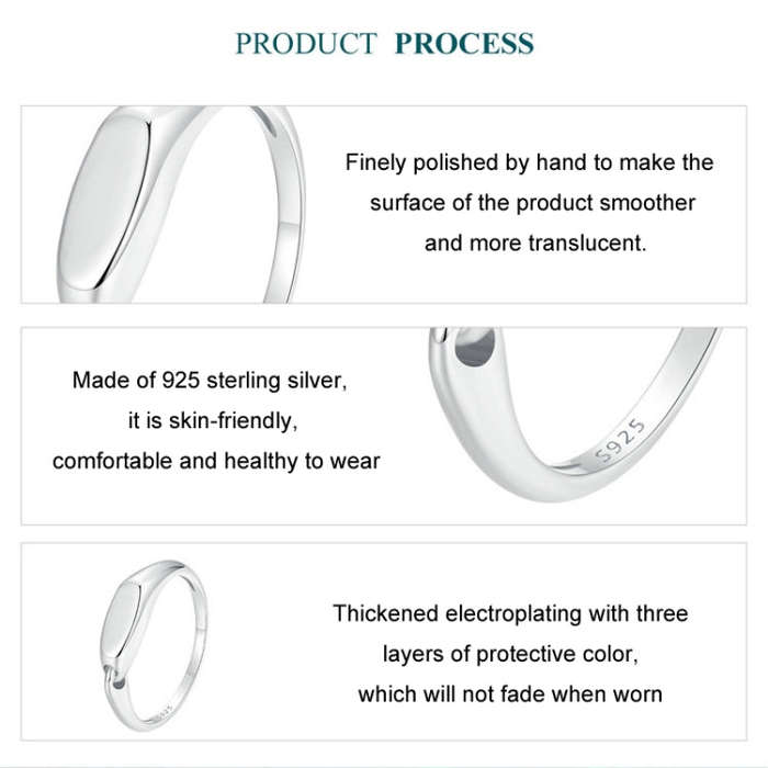 S925 Sterling Silver Platinum-Plated Interlocking Simple Ring, Size: No.7(BSR529)
