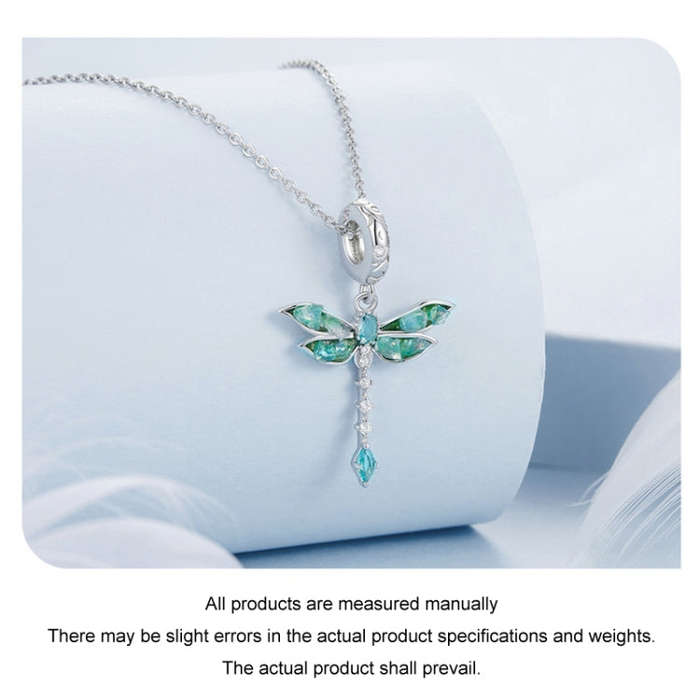 S925 Sterling Silver Platinum Plated Dragonfly DIY Pendant(BSC983)