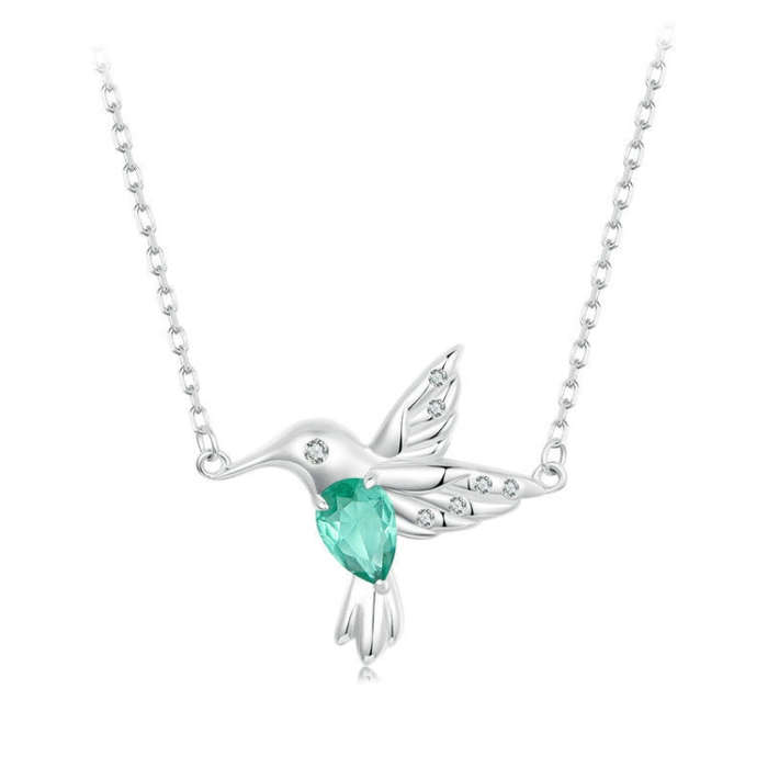 S925 Sterling Silver Platinum-Plated Smart Hummingbird Necklace For Women(BSN378)
