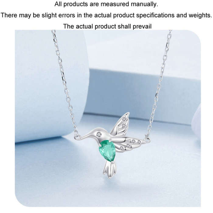 S925 Sterling Silver Platinum-Plated Smart Hummingbird Necklace For Women(BSN378)