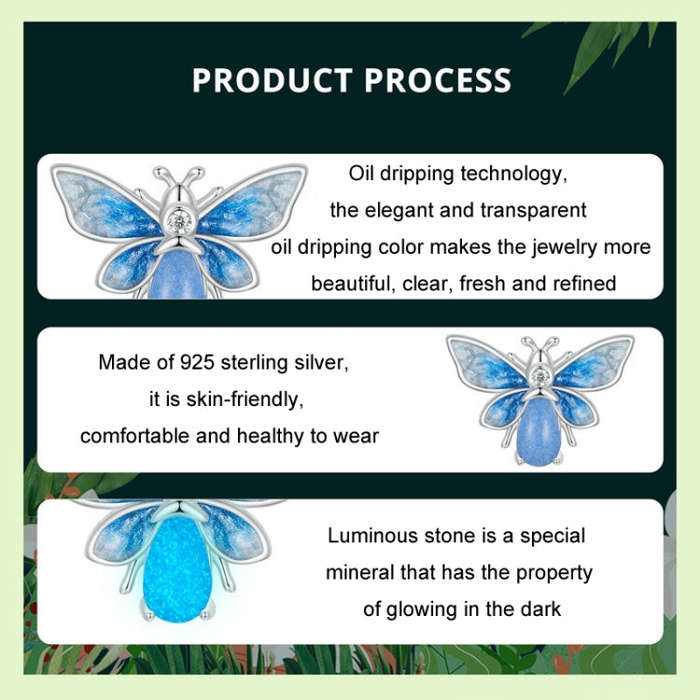 S925 Sterling Silver Zircon Luminous Blue Gradient Bee Silicone DIY Beads(SCC2734)