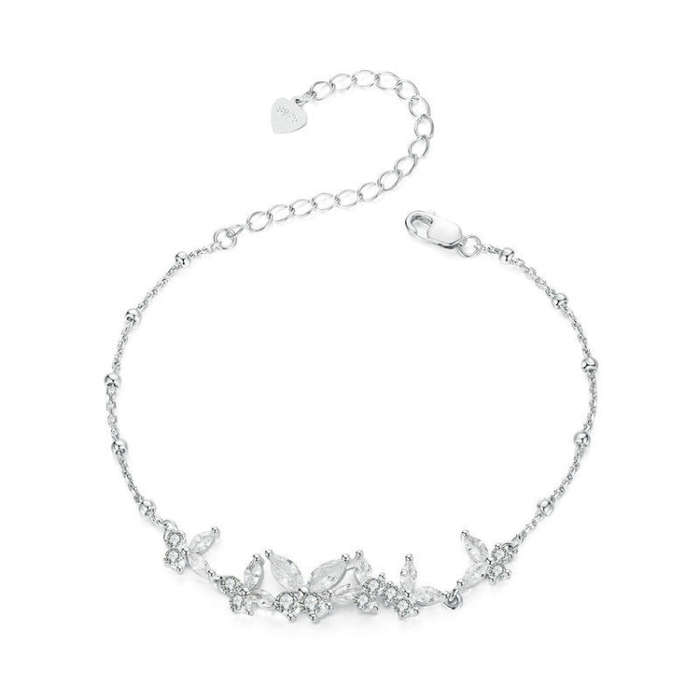 S925 Sterling Silver Platinum-plated Butterfly Flying Stitching Bracelet(BSB162)