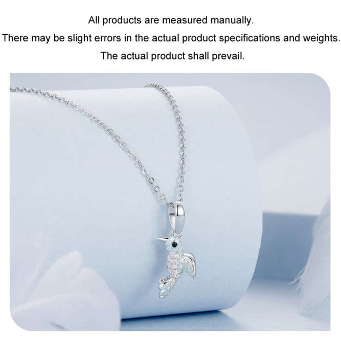 S925 Sterling Silver Platinum Plated Zircon Bird DIY Pendant(BSC993)