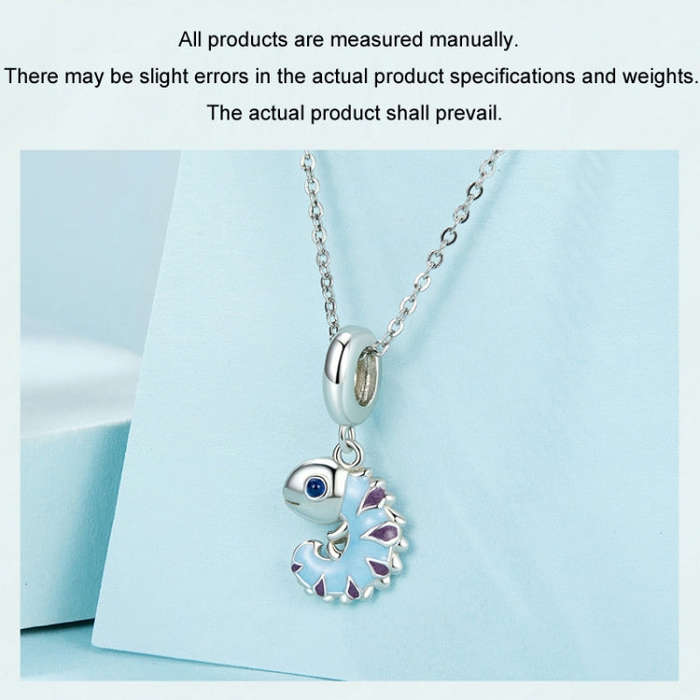 S925 Sterling Silver Platinum Plated Chameleon DIY Jewelry Pendant(SCC2729)