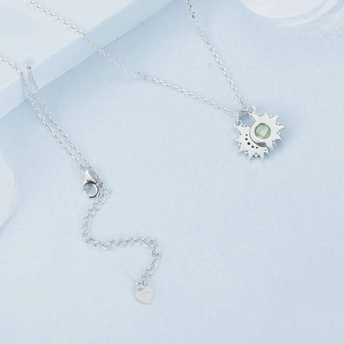 S925 Sterling Silver Platinum Plated Sun Moon and Stars Necklace(BSN381)