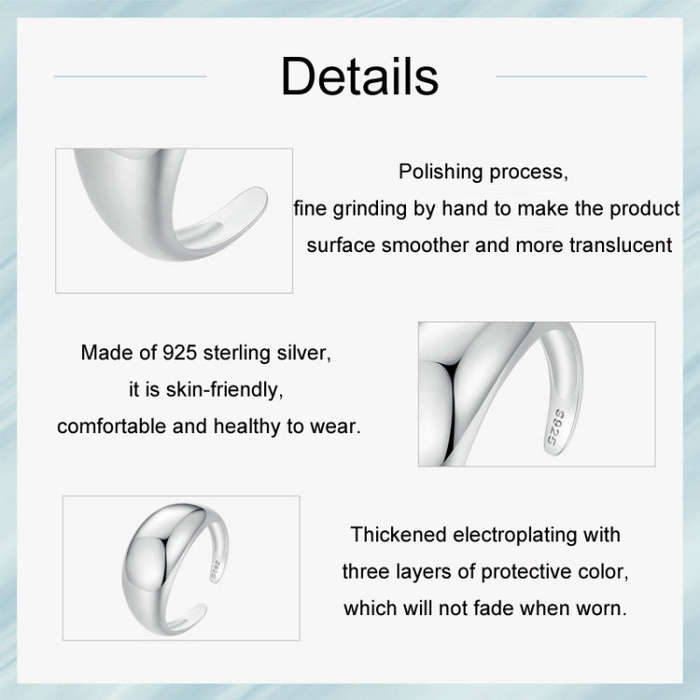 S925 Sterling Silver Plain Aperture Adjustable Ring(SCR983-BE)
