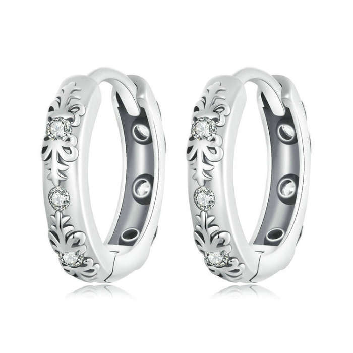 S925 Sterling Silver Retro Pattern Women Earrings(SCE1701)