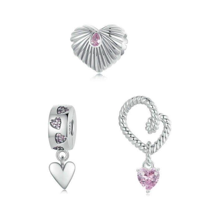 S925 Sterling Silver Love DIY Jewelry Beads(SCC2694)