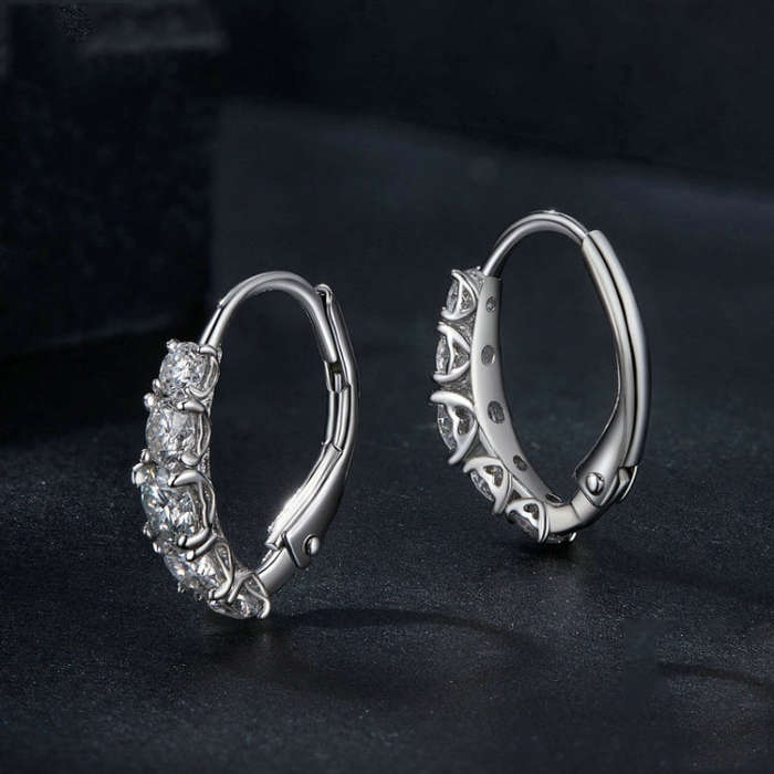 S925 Sterling Silver Platinum Plated Moissanite Women Earrings(MSE045)