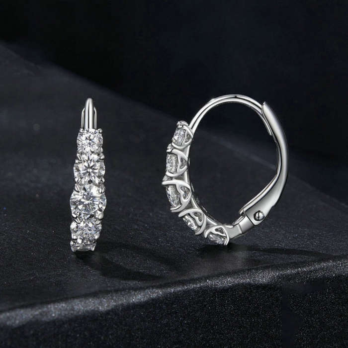 S925 Sterling Silver Platinum Plated Moissanite Women Earrings(MSE045)