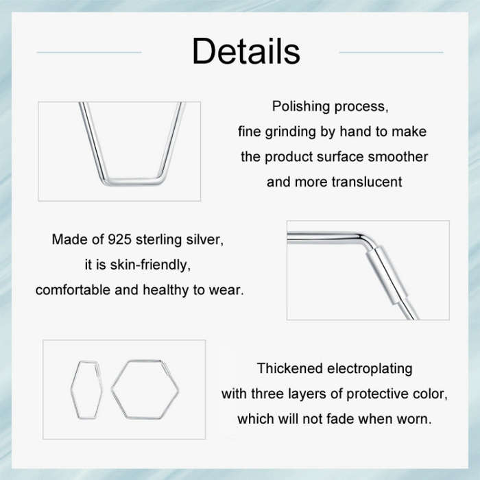 S925 Sterling Silver Zircon Hexagonal Earrings(SCE1710)