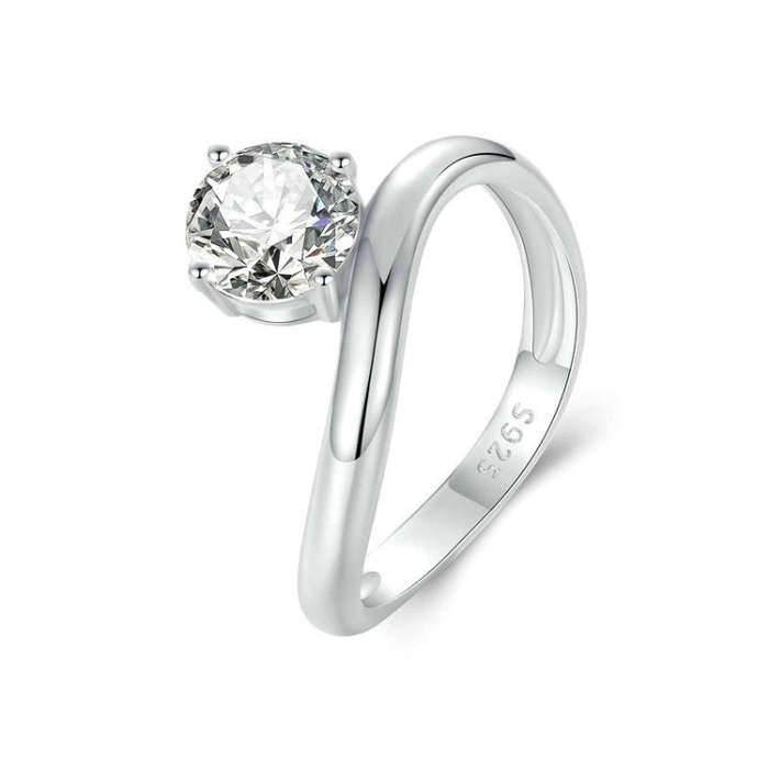 S925 Sterling Silver Platinum Plated 1 Carat Moissanite Engagement Ring(No.8)