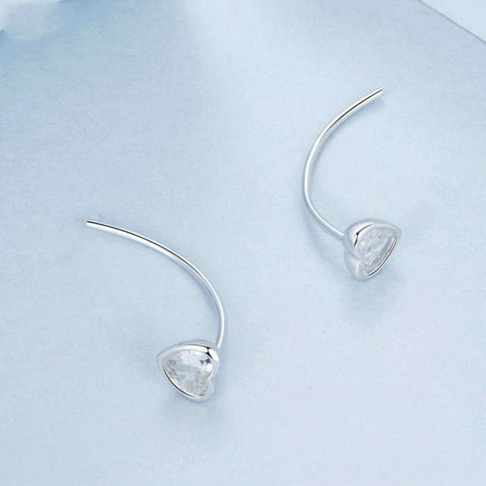 S925 Sterling Silver Playful Heart Zircon Earrings(BSE1003)