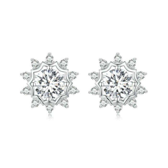 S925 Sterling Silver Plated With White Gold Shining Moissanite Earrings(MSE048)