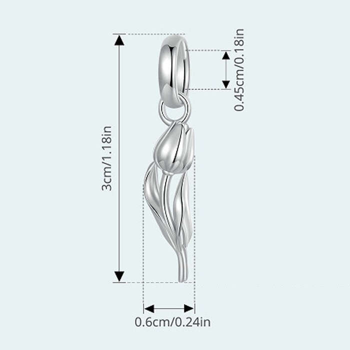 S925 Sterling Silver Platinum Romantic and Warm Tulip Beaded Jewelry Pendants(SCC2886)