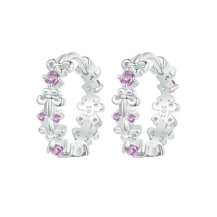 S925 Sterling Silver Platinum-plated Iris Earrings(BSE1046)