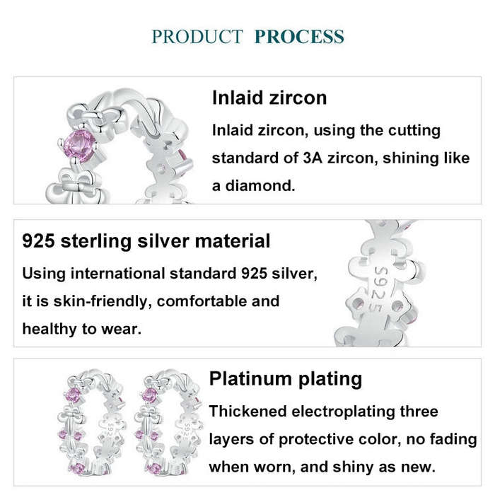 S925 Sterling Silver Platinum-plated Iris Earrings(BSE1046)