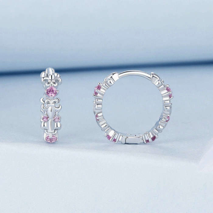 S925 Sterling Silver Platinum-plated Iris Earrings(BSE1046)