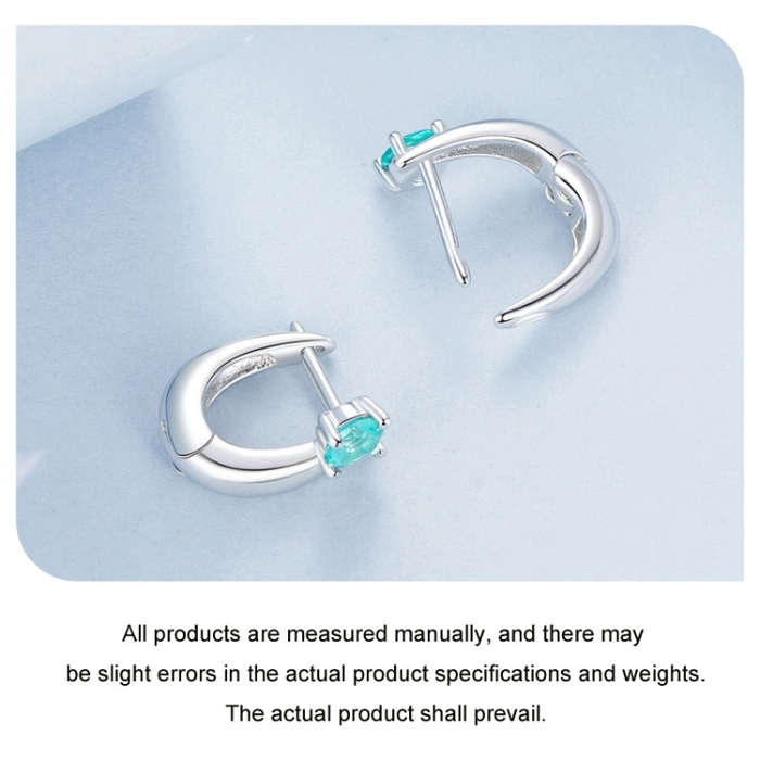 S925 Sterling Silver Platinum-Plated Green Female Earrings(BSE1030)