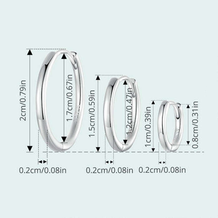 SCE1772 S925 Sterling Silver Platinum-plated Hoop Earrings, Size: L