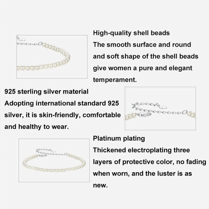 S925 Sterling Silver Opal Shell Pearl Bracelet(SCB280)