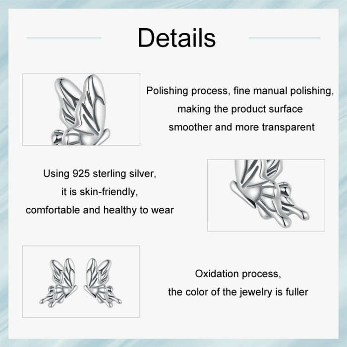 S925 Sterling Silver Three-dimensional Butterfly Earrings(SCE1762)