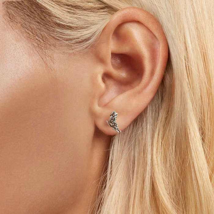 S925 Sterling Silver Three-dimensional Butterfly Earrings(SCE1762)