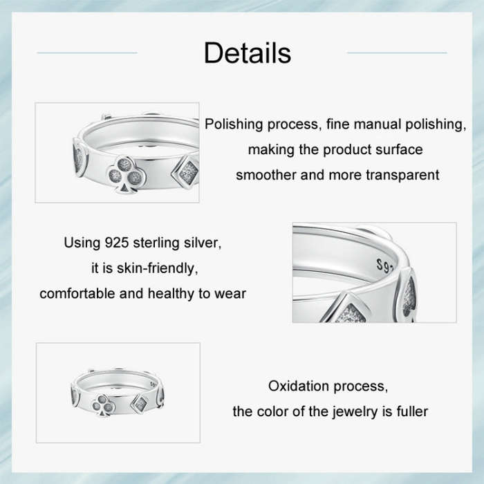 S925 Sterling Silver Playing Card Ring(No.7)
