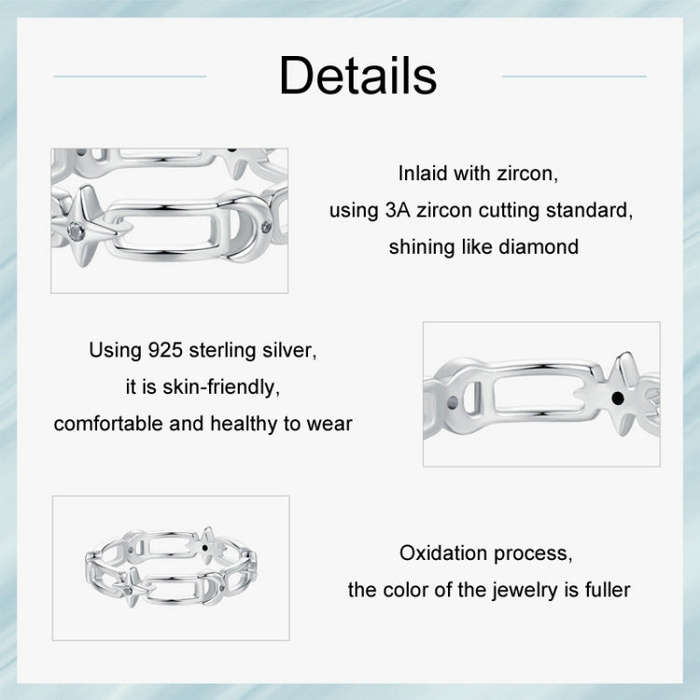 S925 Sterling Silver Star Moon Ring(No. 6)
