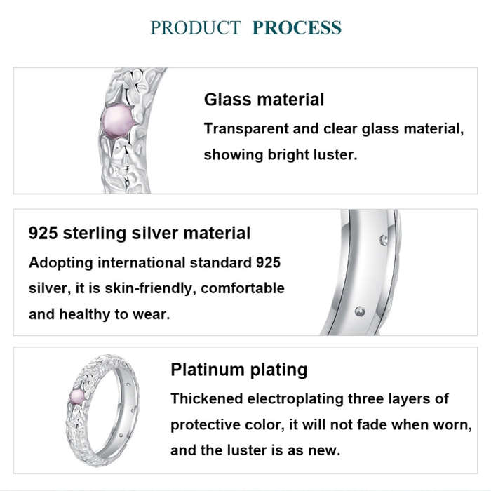 BSR604 S925 Sterling Silver Platinum-plated Retro Texture Pattern Ring(6)