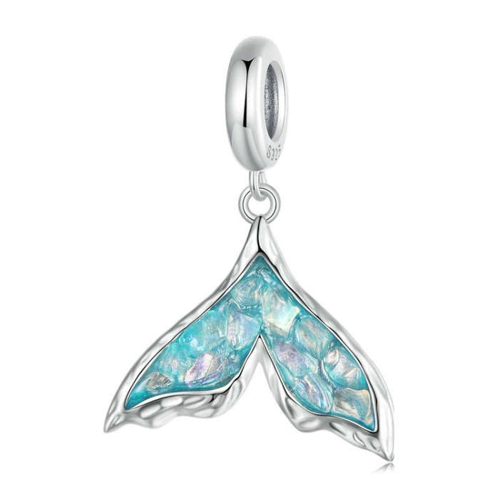 S925 Sterling Silver Ocean Fantasy Fishtail DIY Pendant Beads(SCC2911)