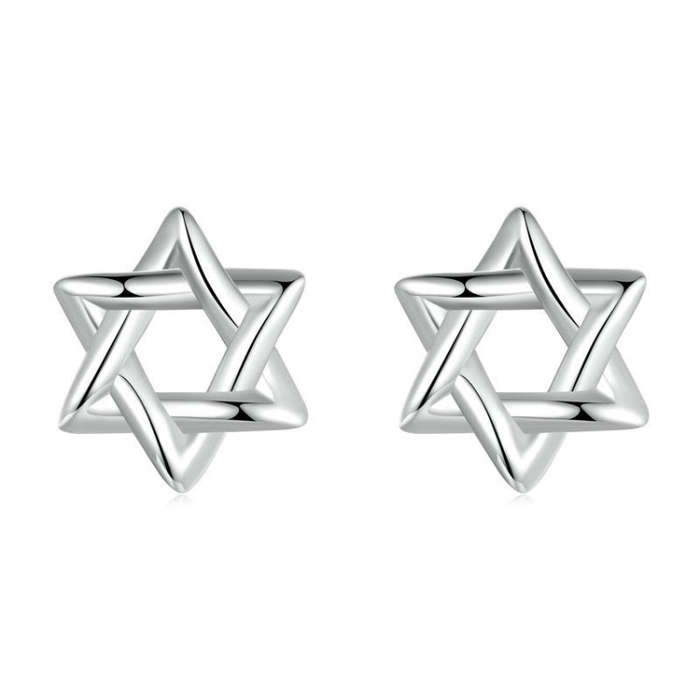 S925 Sterling Silver Oxidized Six-pointed Star Earrings, Model: SCE1809