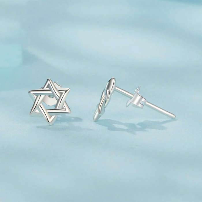 S925 Sterling Silver Oxidized Six-pointed Star Earrings, Model: SCE1809
