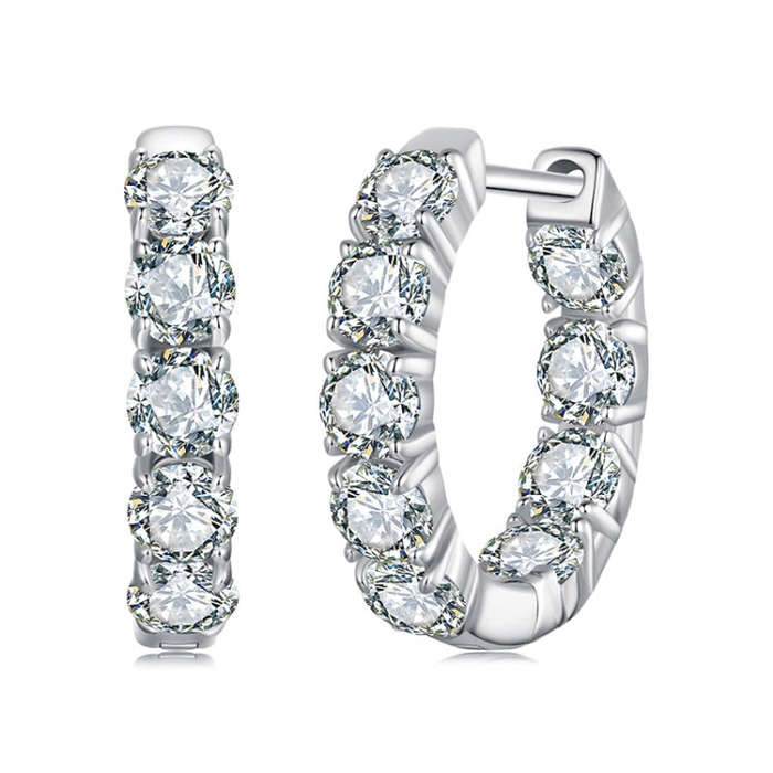 S925 Sterling Silver Platinum-plated Shining Moissanite Earrings(MSE069)