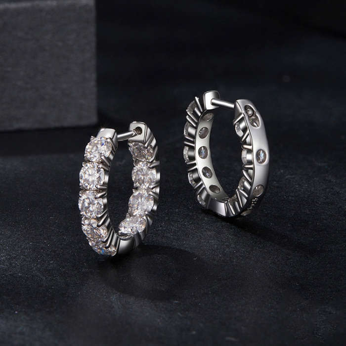 S925 Sterling Silver Platinum-plated Shining Moissanite Earrings(MSE069)