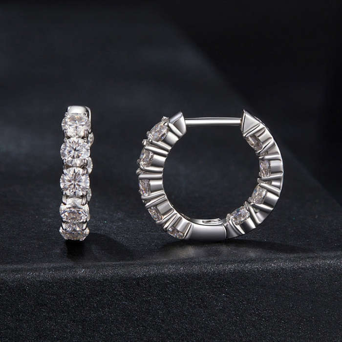 S925 Sterling Silver Platinum-plated Shining Moissanite Earrings(MSE069)