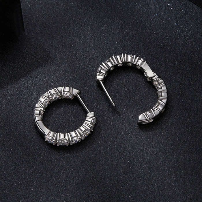 S925 Sterling Silver Platinum-plated Shining Moissanite Earrings(MSE069)